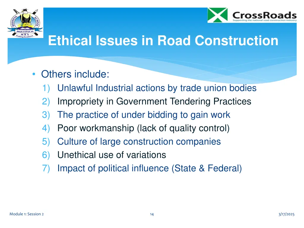 ethical issues in road construction 1