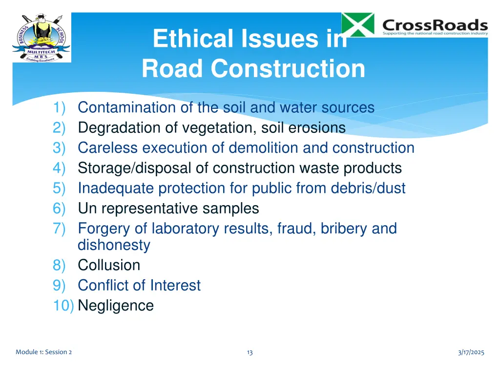 ethical issues in road construction