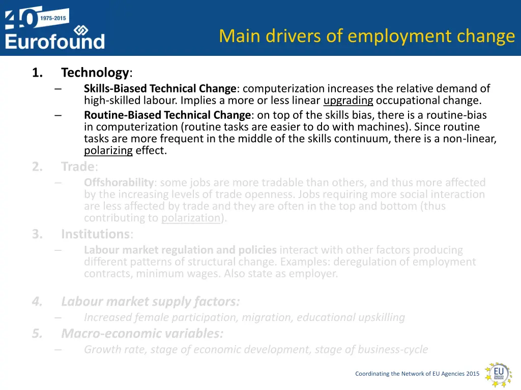 main drivers of employment change