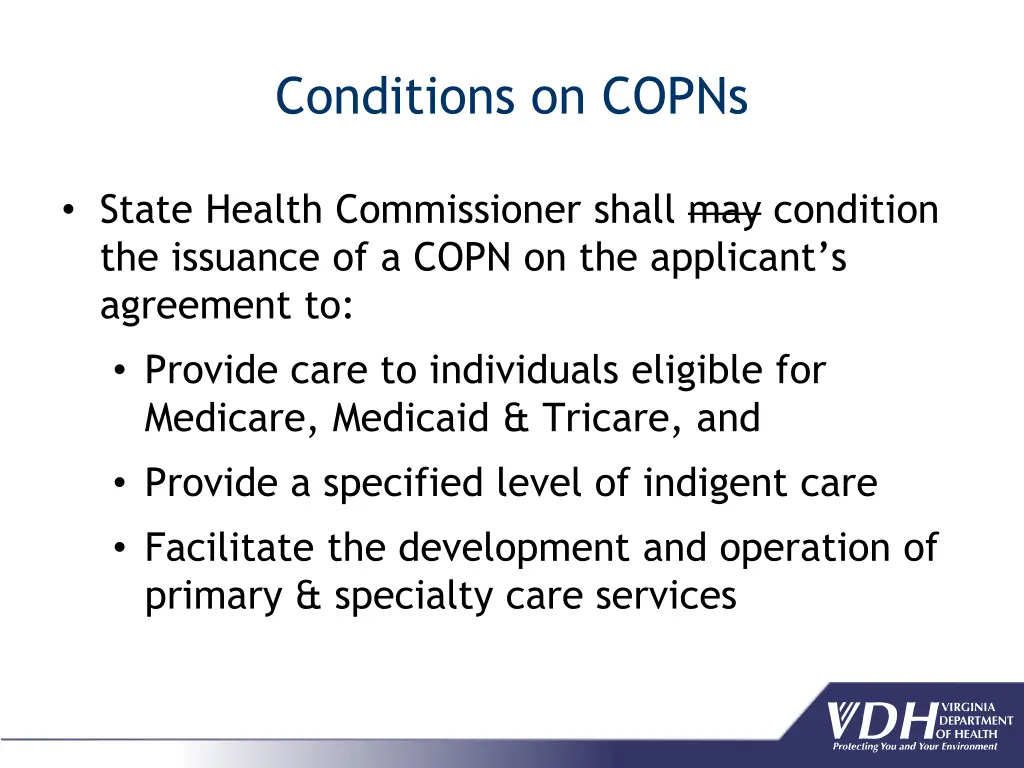 conditions on copns