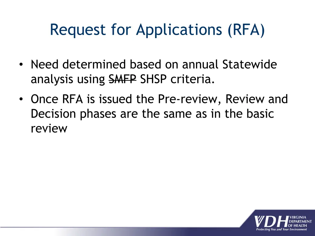 request for applications rfa 1