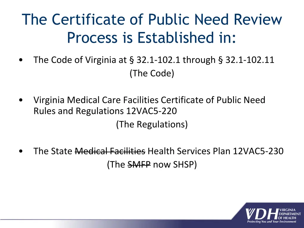 the certificate of public need review process