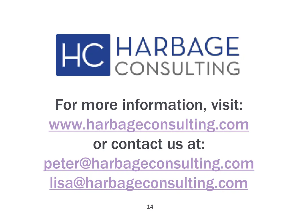 for more information visit www harbageconsulting