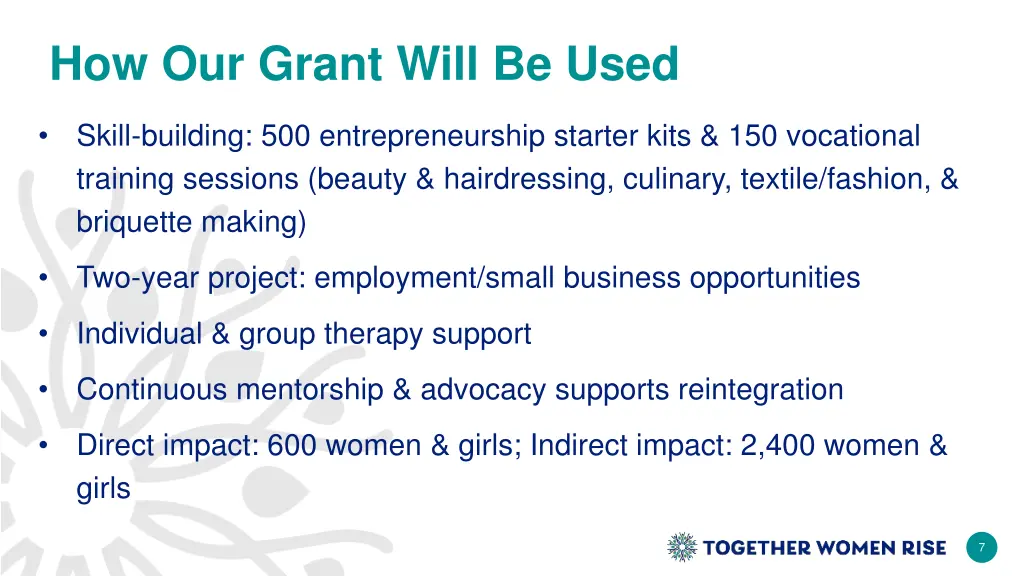 how our grant will be used 1