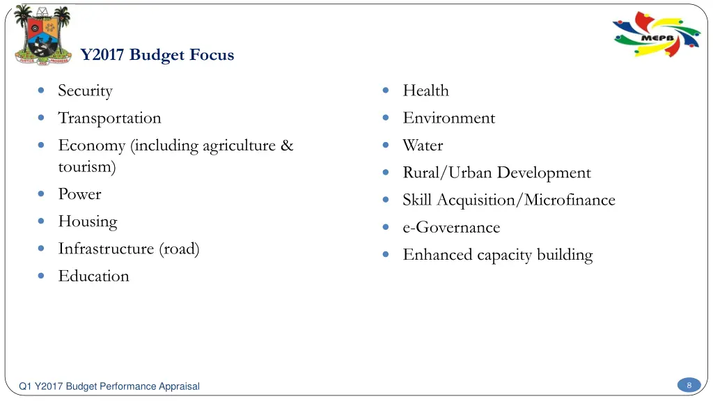 y2017 budget focus