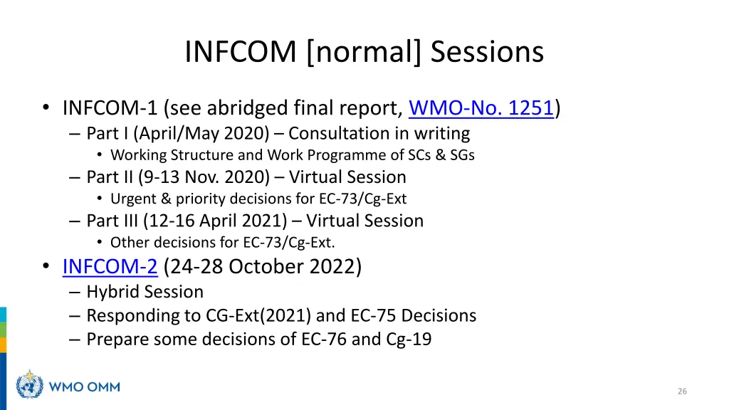 infcom normal sessions