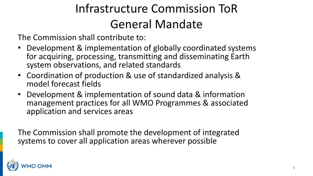 infrastructure commission tor general mandate