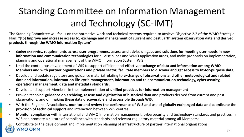 standing committee on information management