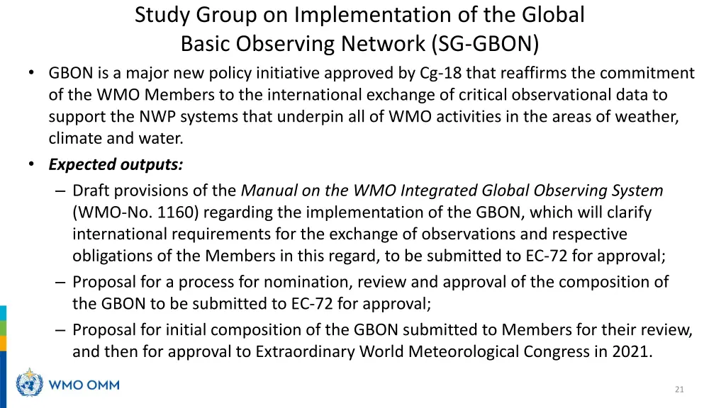 study group on implementation of the global basic