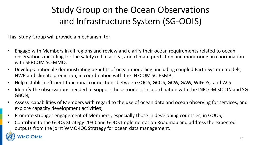 study group on the ocean observations