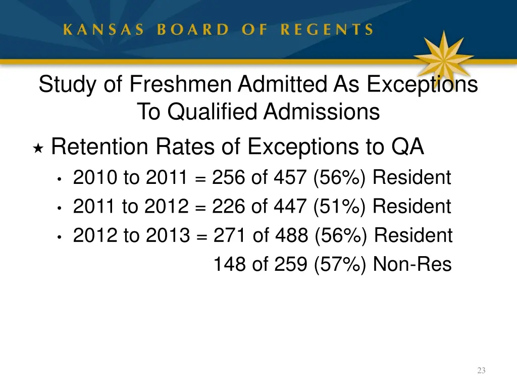 study of freshmen admitted as exceptions 1