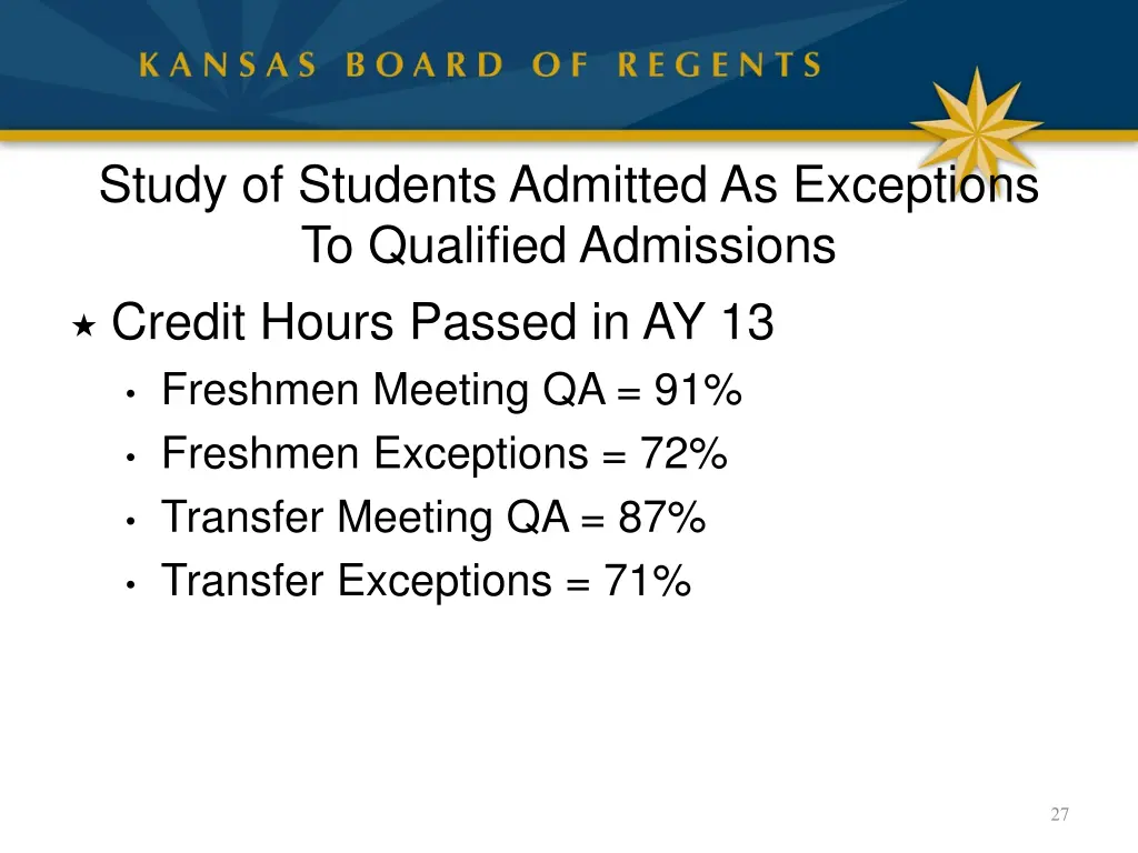 study of students admitted as exceptions 1