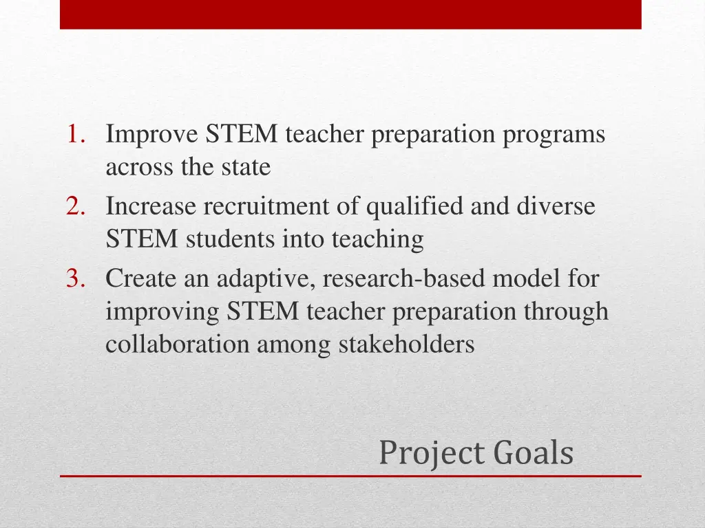 1 improve stem teacher preparation programs