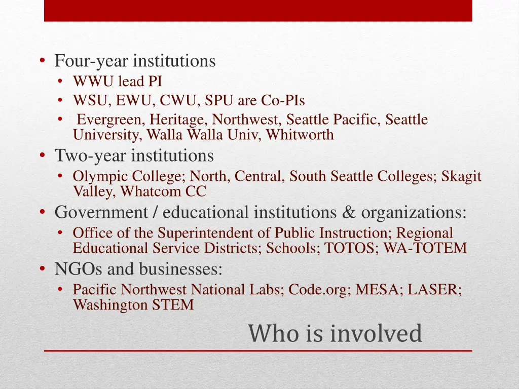 four year institutions wwu lead