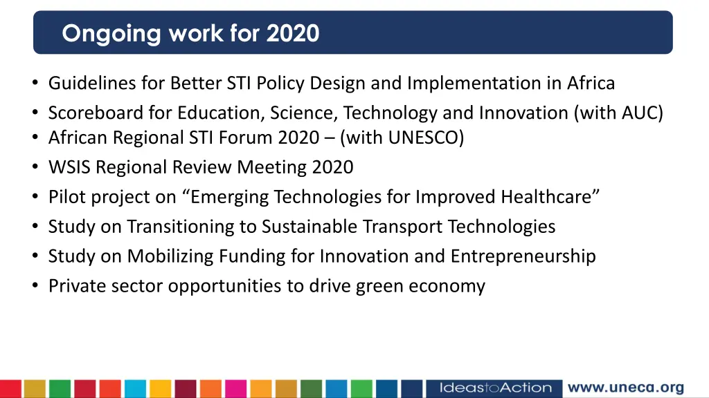 ongoing work for 2020