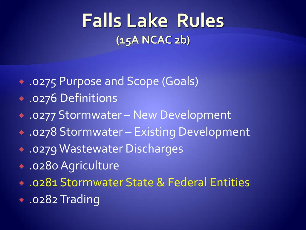 falls lake rules 15a ncac 2b