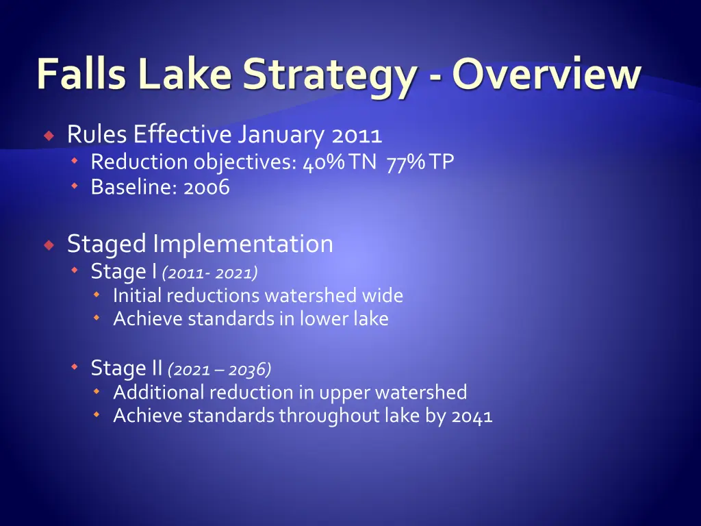 falls lake strategy overview