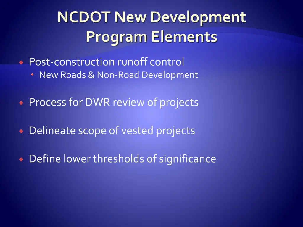 ncdot new development program elements
