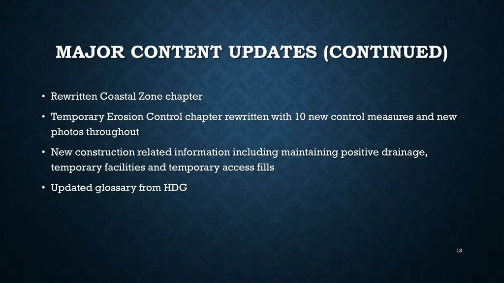major content updates continued