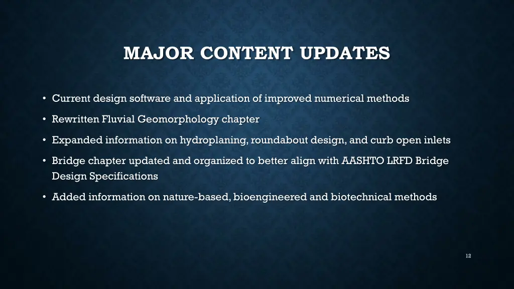 major content updates