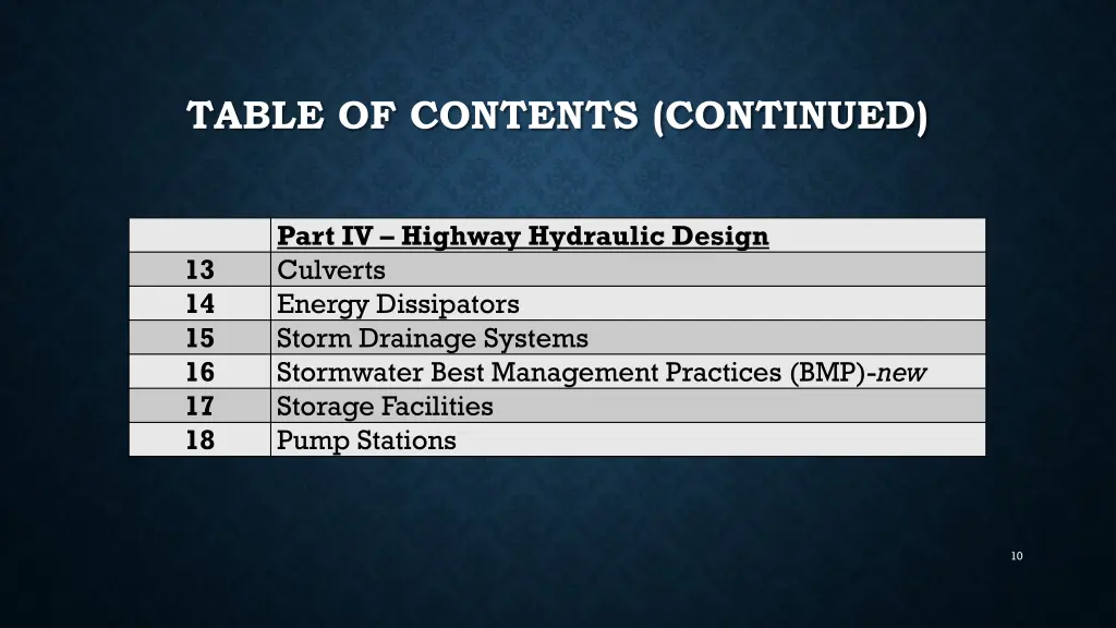 table of contents continued 1