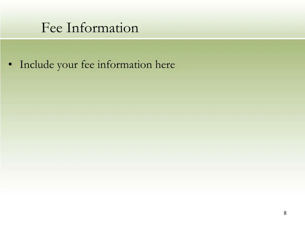 fee information