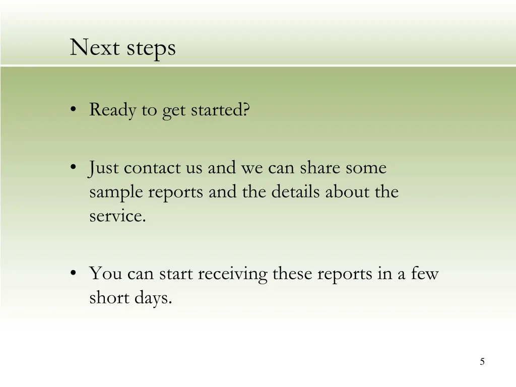 next steps