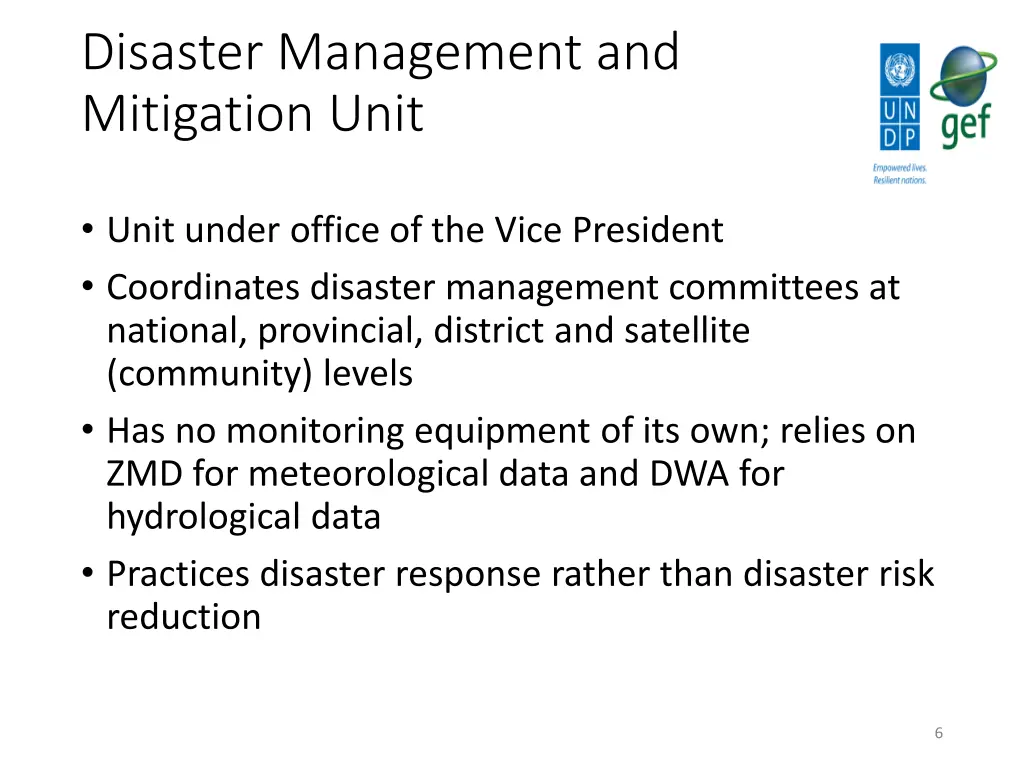 disaster management and mitigation unit