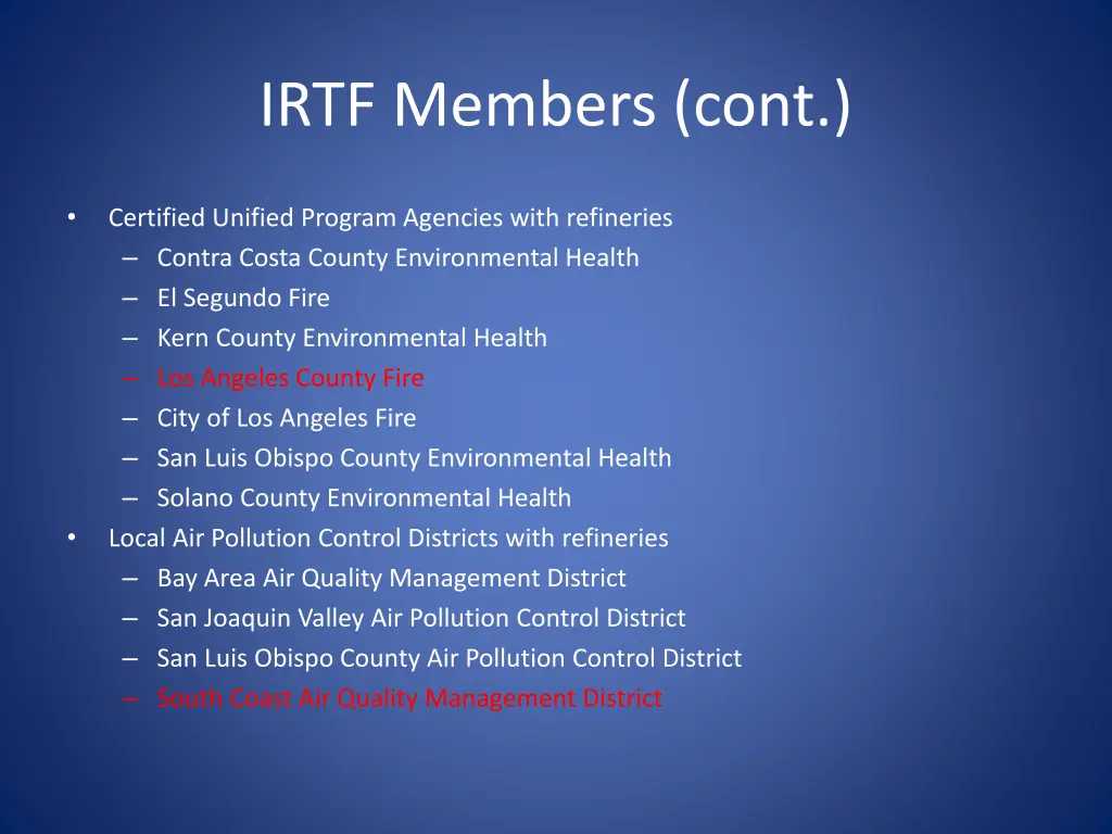 irtf members cont
