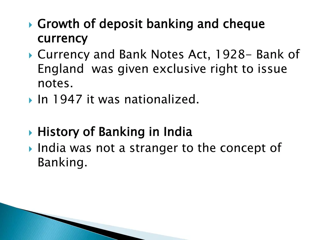 growth of deposit banking and currency currency