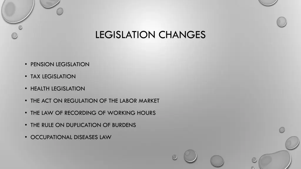 legislation changes