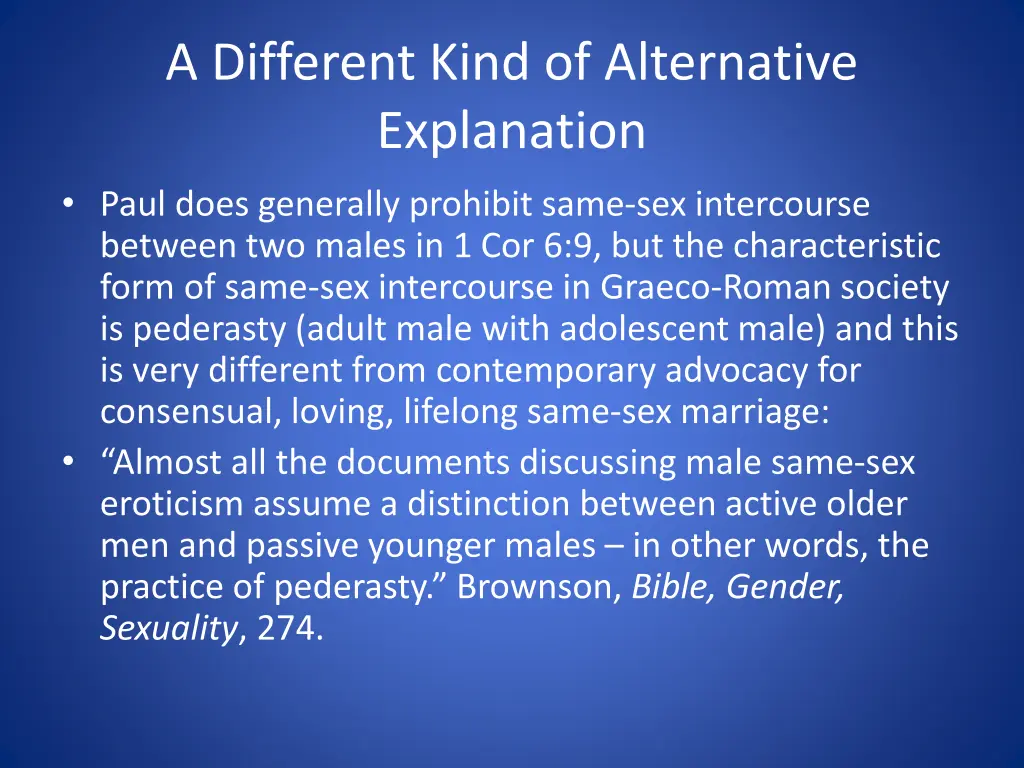 a different kind of alternative explanation paul