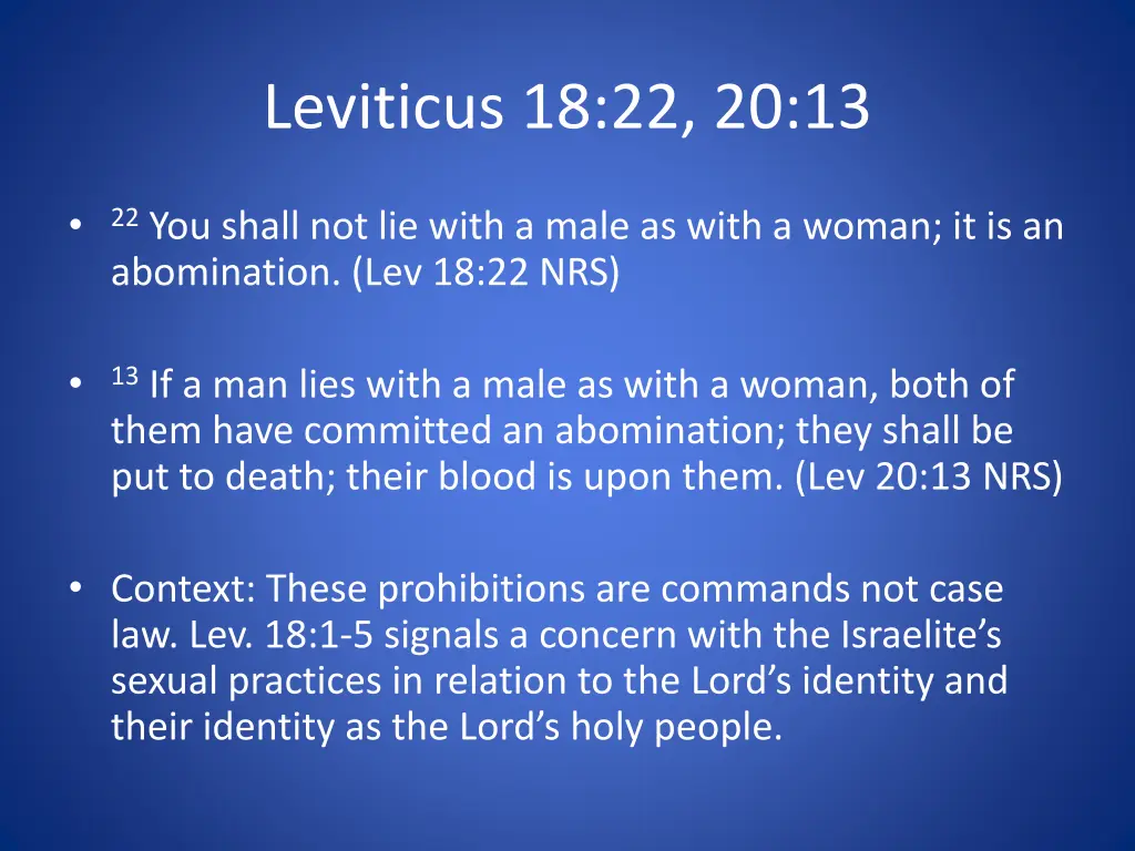 leviticus 18 22 20 13