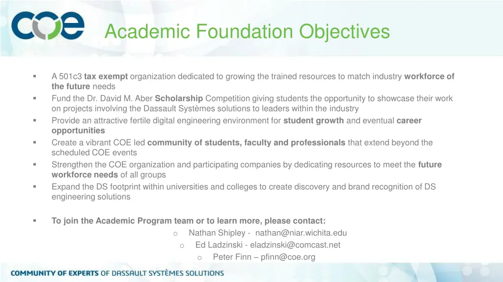 academic foundation objectives
