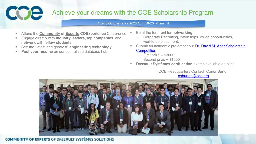 achieve your dreams with the coe scholarship