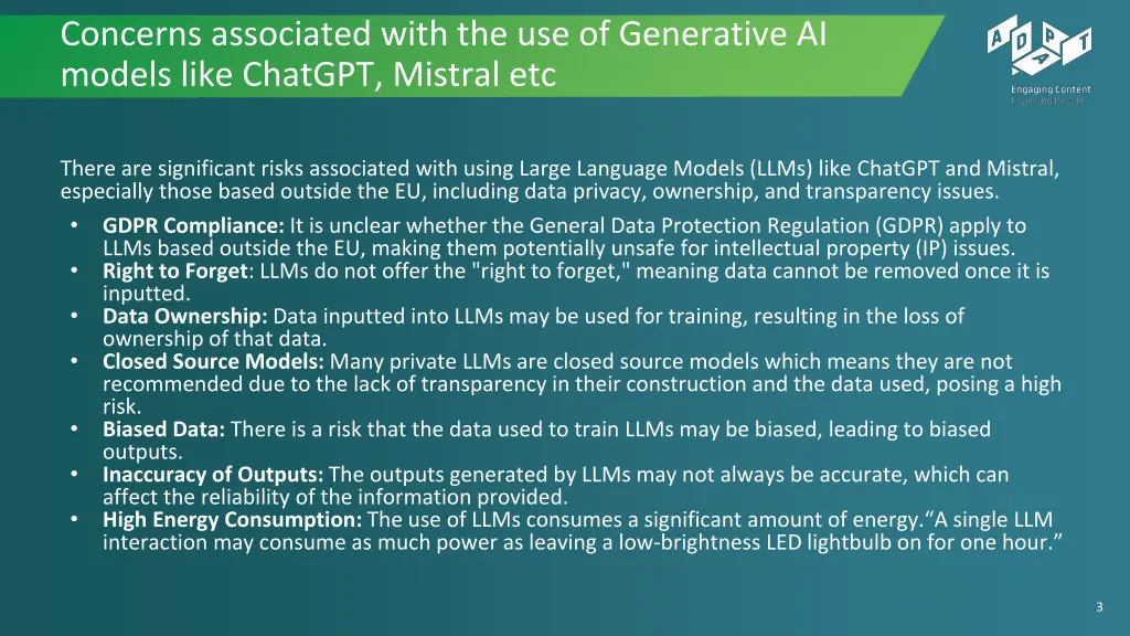concerns associated with the use of generative