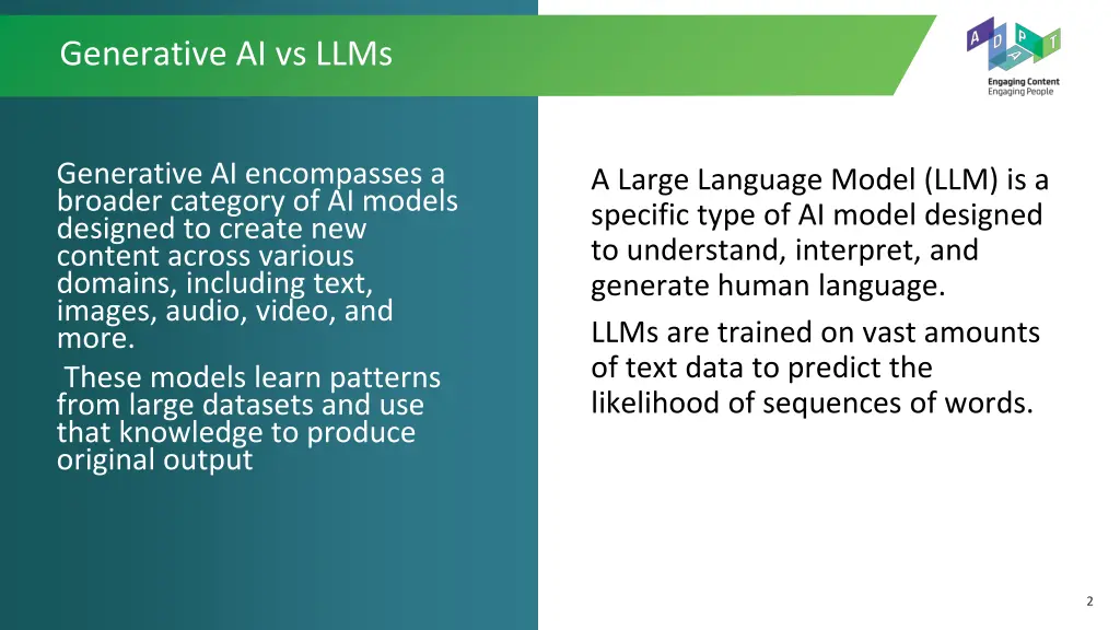 generative ai vs llms