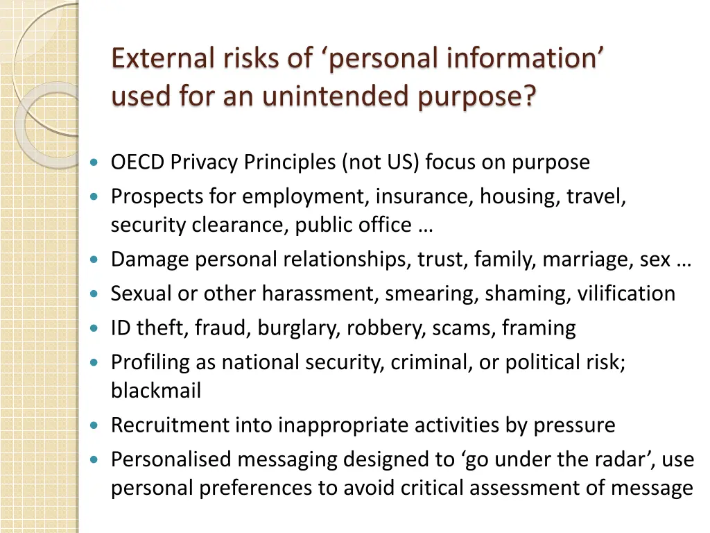 external risks of personal information used