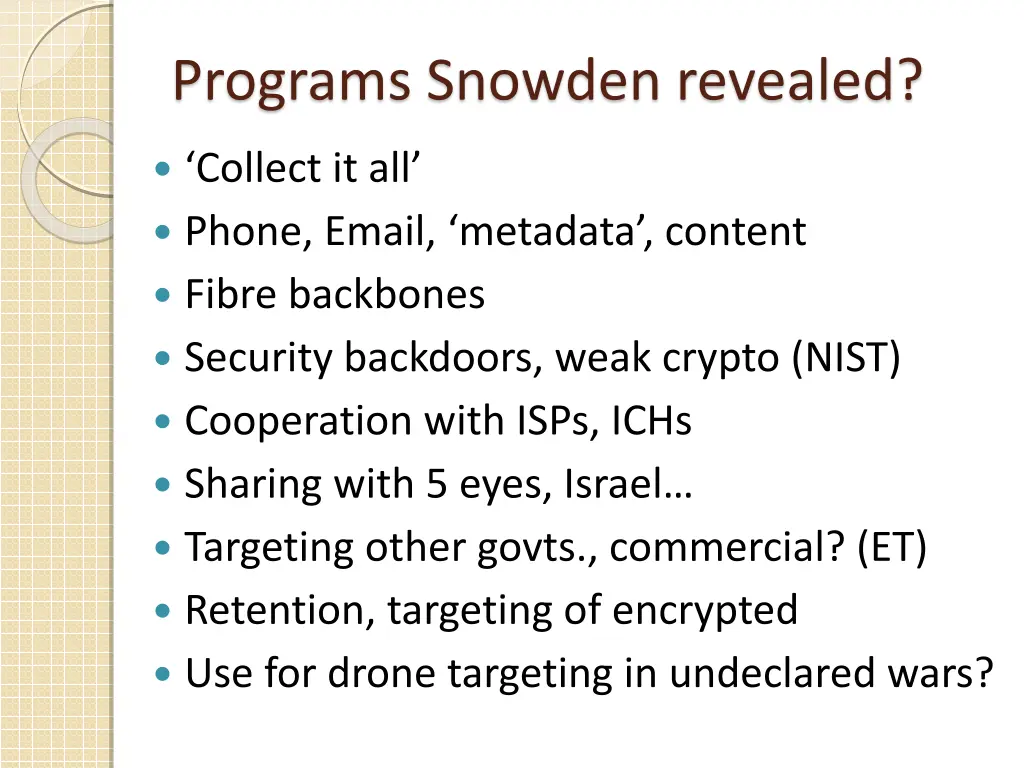 programs snowden revealed