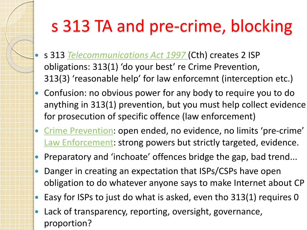 s 313 ta and pre crime blocking
