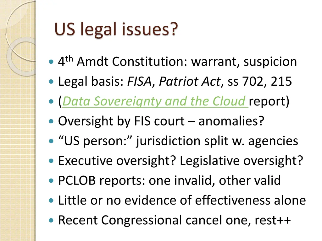 us legal issues