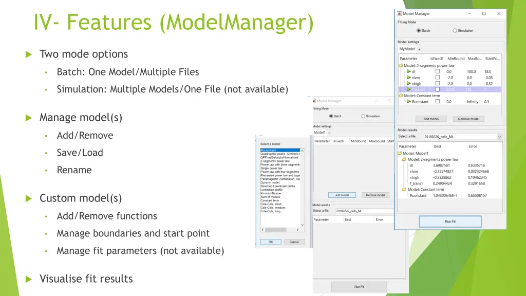 iv features modelmanager