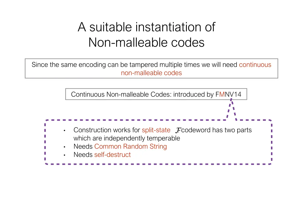 a suitable instantiation of non malleable codes