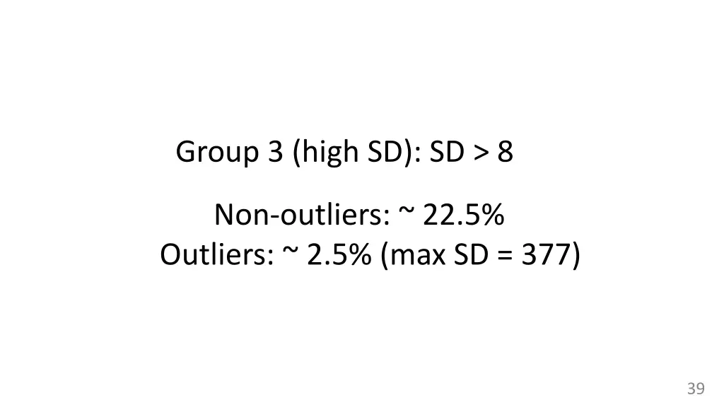 group 3 high sd sd 8 non outliers 22 5 outliers