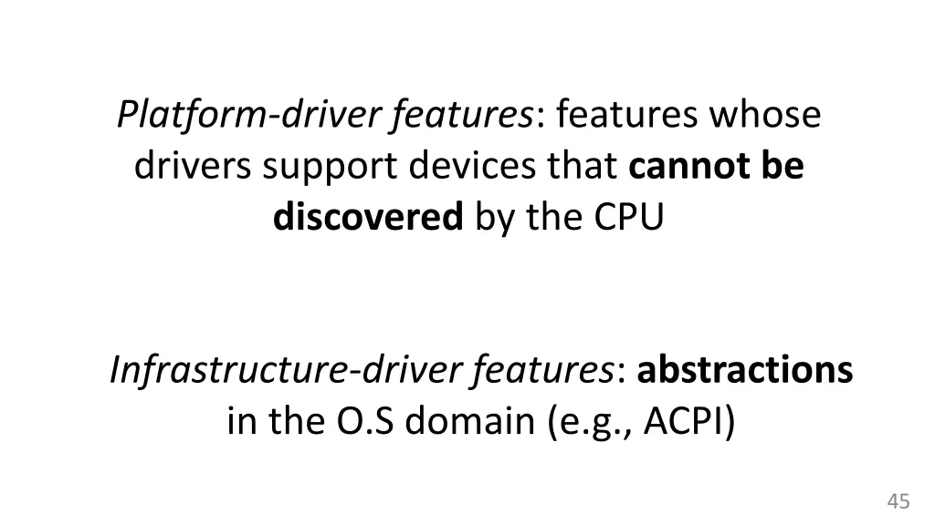 platform driver features features whose drivers