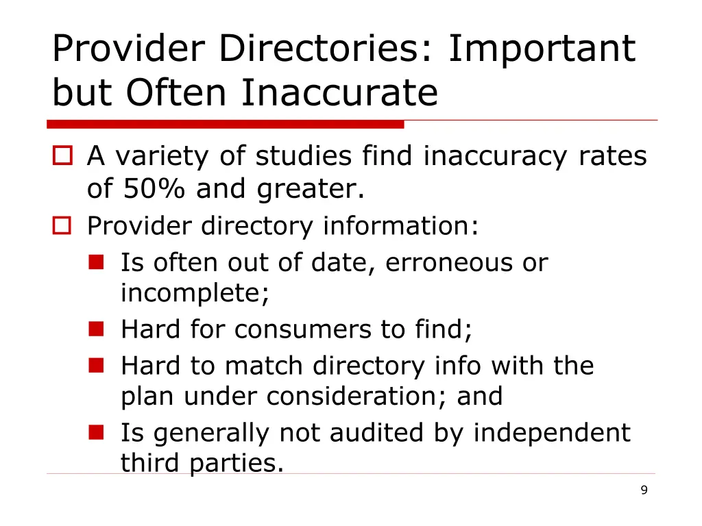 provider directories important but often