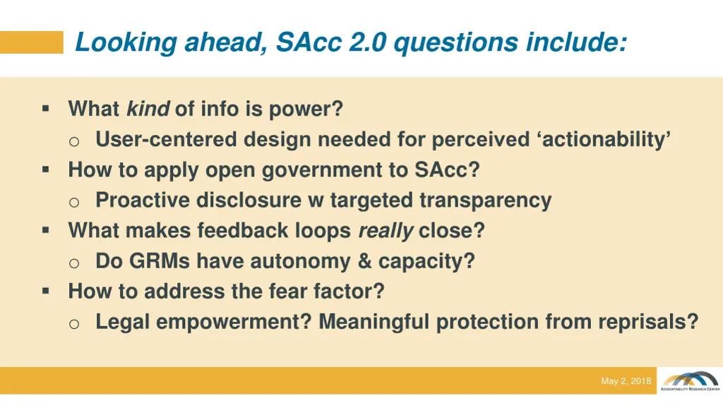exper looking ahead sacc 2 0 questions include