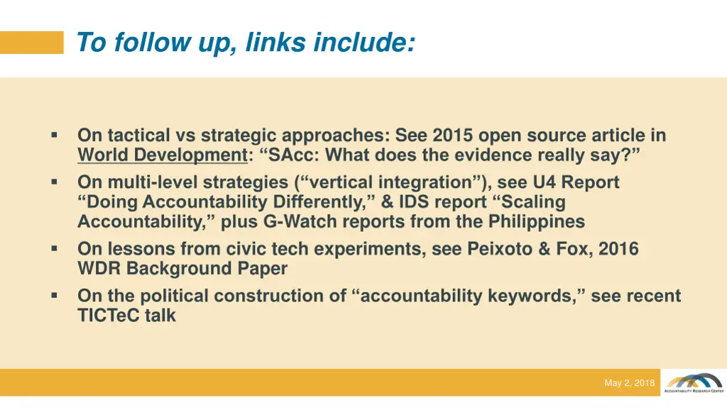 exper to follow up links include