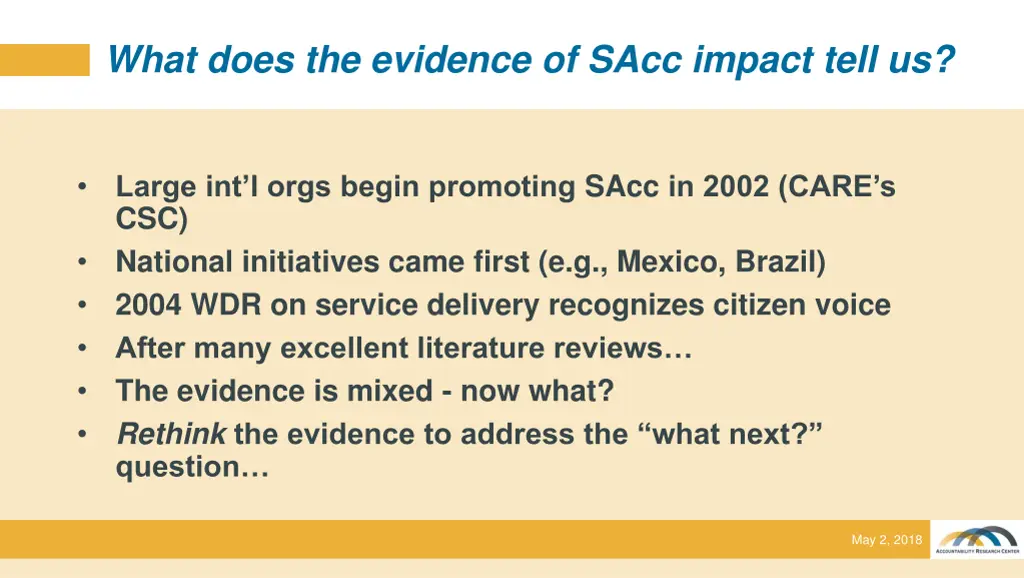 what does the evidence of sacc impact tell us