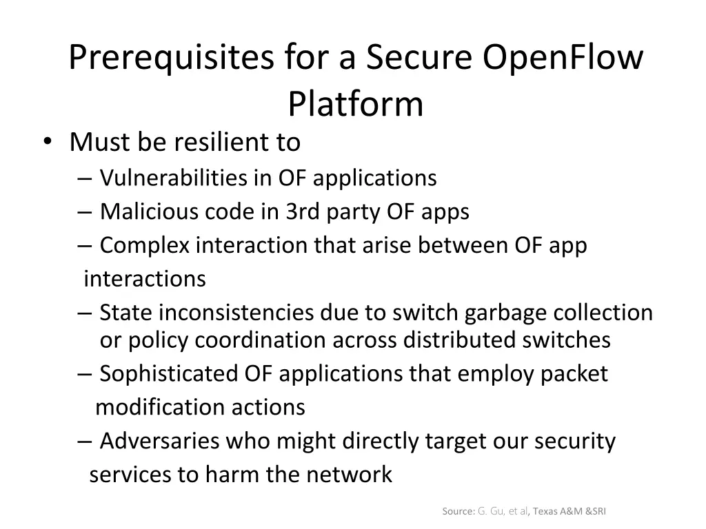 prerequisites for a secure openflow platform must